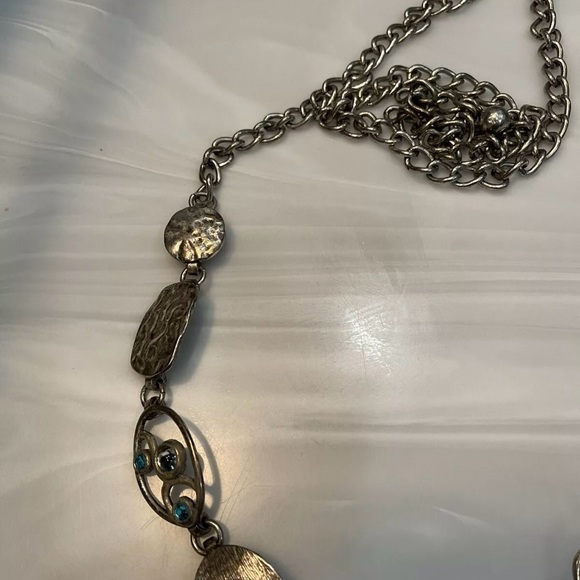 Chico’s chunky silver chain link Belt with Colored jewels adjustable 50inch OSFM - Picture 9 of 13